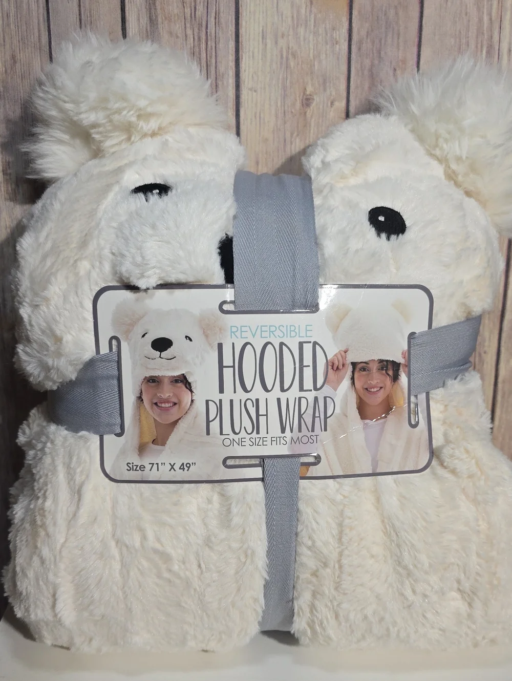 Bear Reversible Hooded Plush Wrap